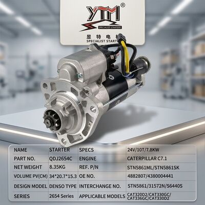 QDJ2654C 24V 7,8KW 10T Тяжелая машина Стартерный мотор 4882807 4380004441 STN5861ML STN5861SK 31572N для экскаватора C7.1