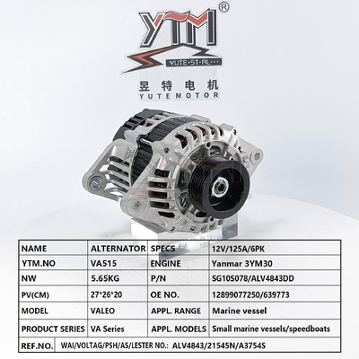 VA515 Alternator 12V 125A 6PK For Yanmar 3YM30 12899077250 639773 SG10S078 ALV4843
