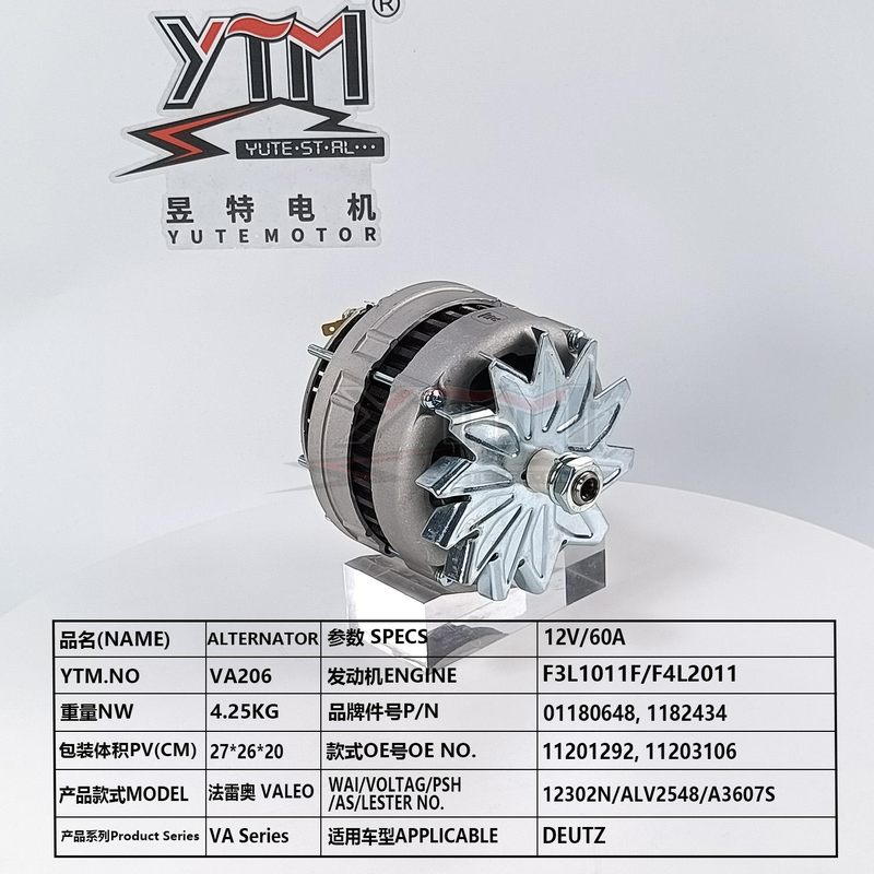 YTM VA206 12V 60A Альтернатор 439190 11201292 11203106 для двигателя Deutz F3L1011F F4L2011