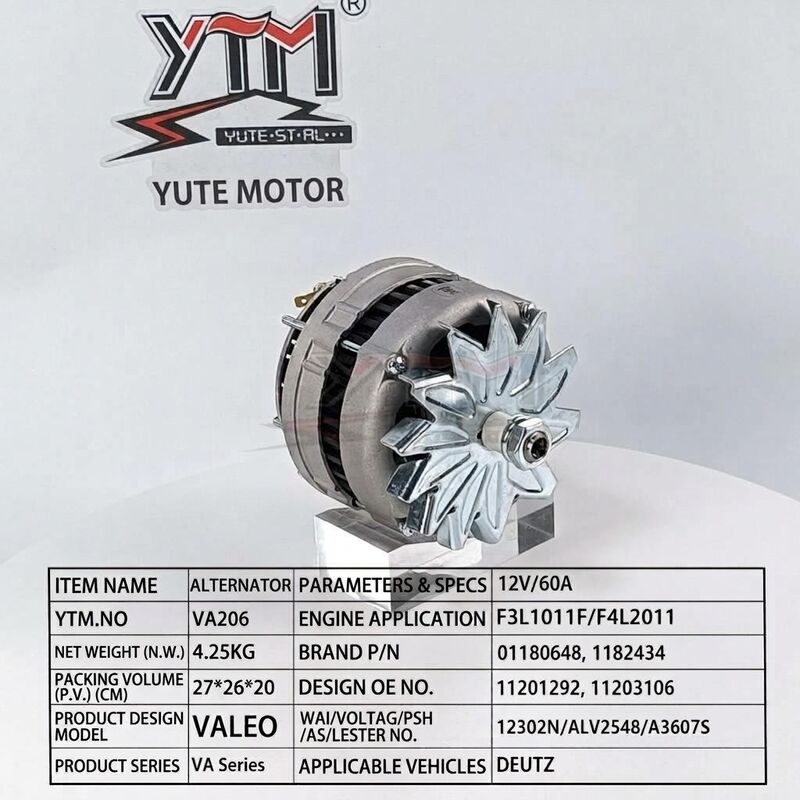 VA206 Alternator 01180648 1182434 11201292 11203106 12302N For DEUTZ F3L1011F F4L2011 Engine 12V 60A